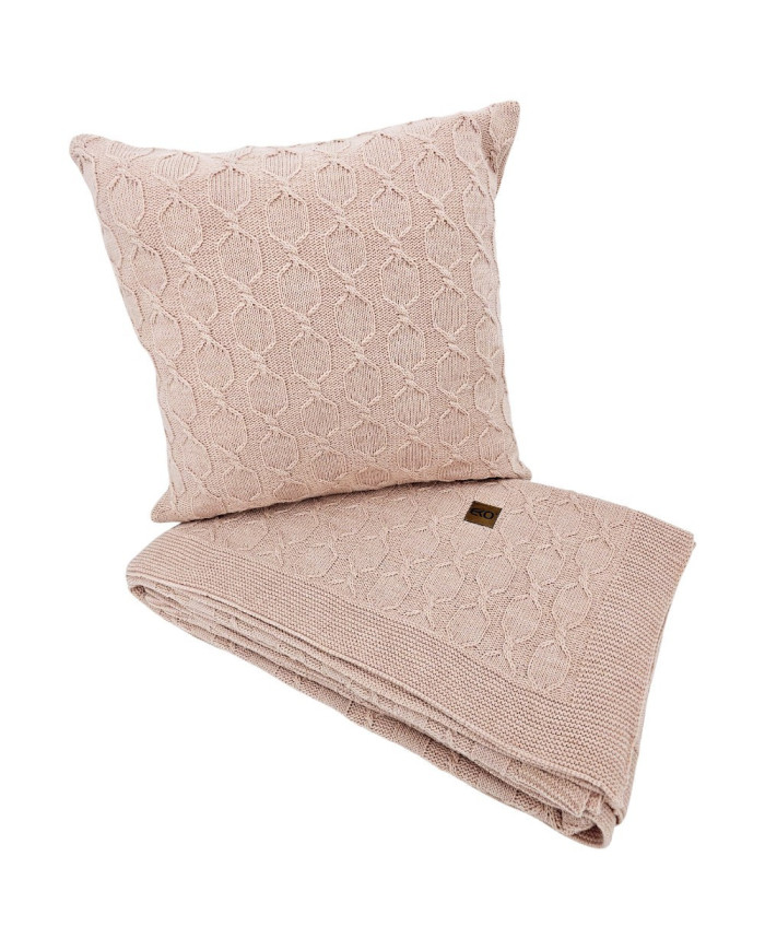 Set of blanket and pillow with Alpaca wool - SET MODENA ROSE PINK