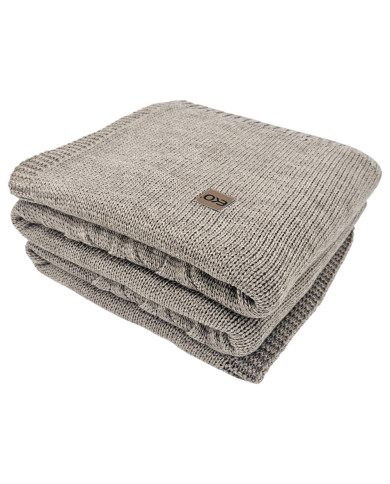 Koc dzianinowy z wełną 200x220 cm – AREZZO200 TAUPE