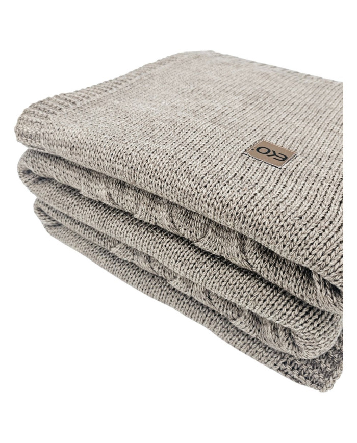 Knitted blanket with wool 200x220 cm - AREZZO200 TAUPE