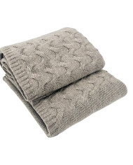 Koc dzianinowy z wełną 200x220 cm – AREZZO200 TAUPE