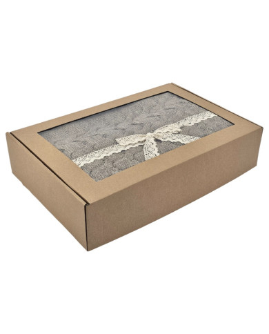 Koc dzianinowy z wełną 200x220 cm – AREZZO200 TAUPE