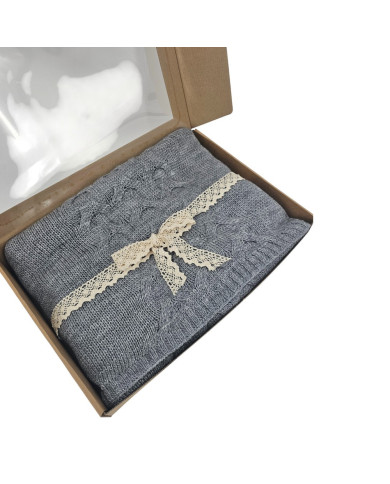 Knitted blanket with wool 200x220 cm - AREZZO200 POPIEL