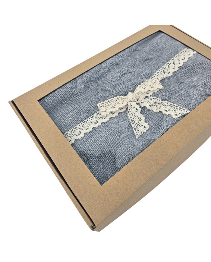 Koc dzianinowy z wełną 200x220 cm – AREZZO200 POPIEL