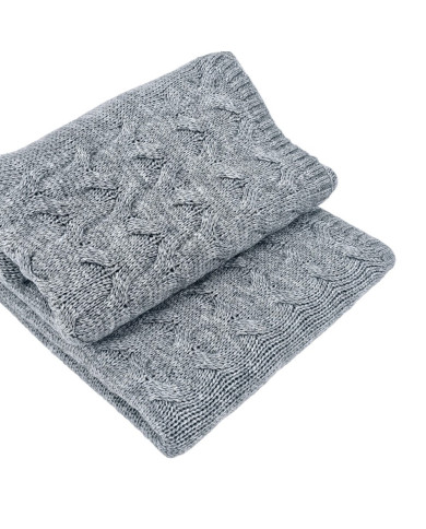 Koc dzianinowy z wełną 200x220 cm – AREZZO200 POPIEL