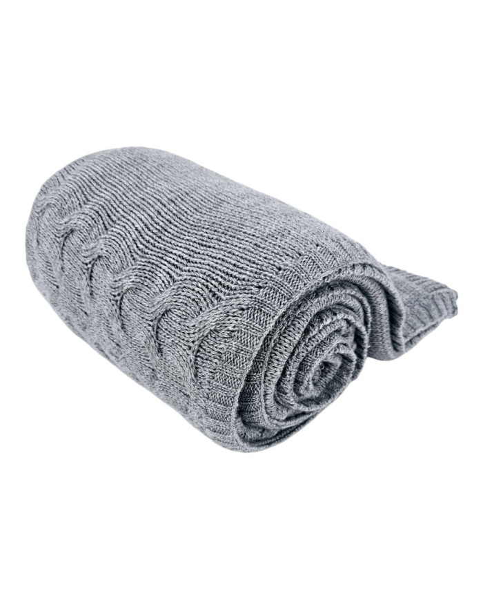 Koc dzianinowy z wełną 200x220 cm – AREZZO200 POPIEL