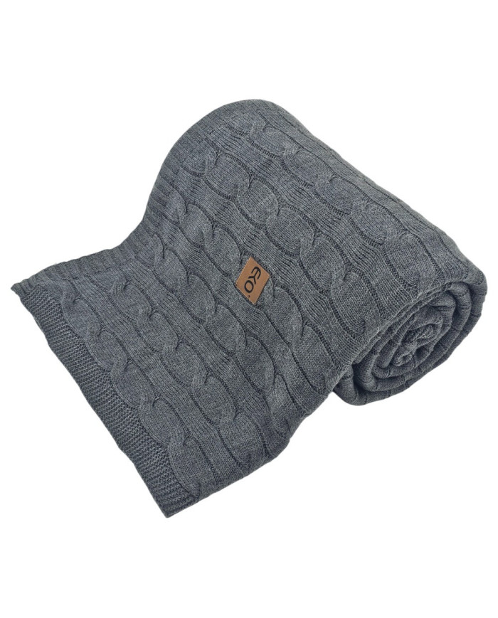 Koc dzianinowy kaszmir 200x220 cm – VERONA200 ANTHRACITE