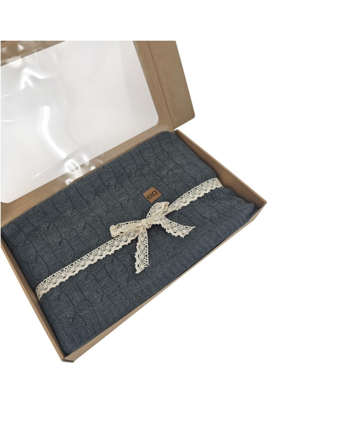 Koc dzianinowy kaszmir 200x220 cm – VERONA200 ANTHRACITE