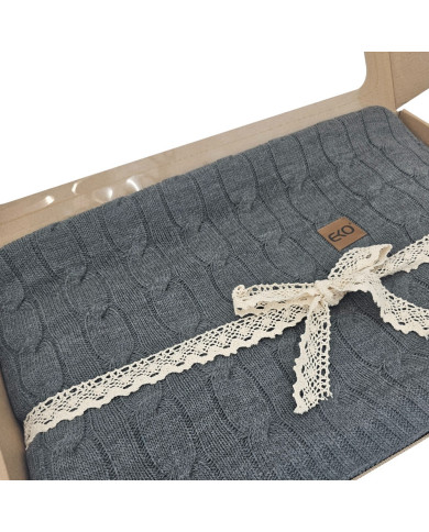 Koc dzianinowy kaszmir 200x220 cm – VERONA200 ANTHRACITE