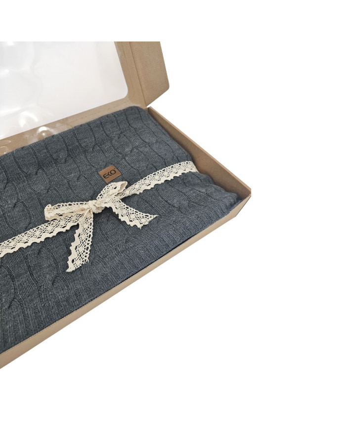 Cashmere knitted blanket 200x220 cm - VERONA200 ANTHRACITE