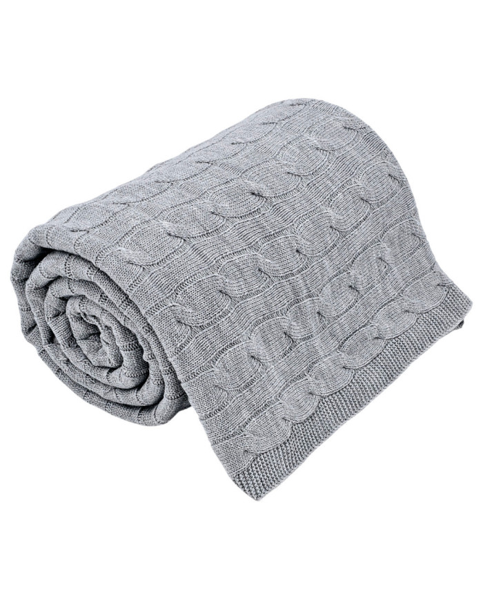 Cashmere knitted blanket 200x220 cm - VERONA200 POPIEL