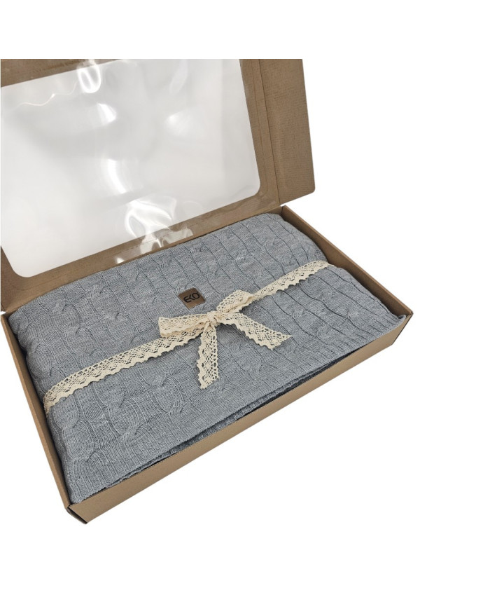 Cashmere knitted blanket 200x220 cm - VERONA200 POPIEL