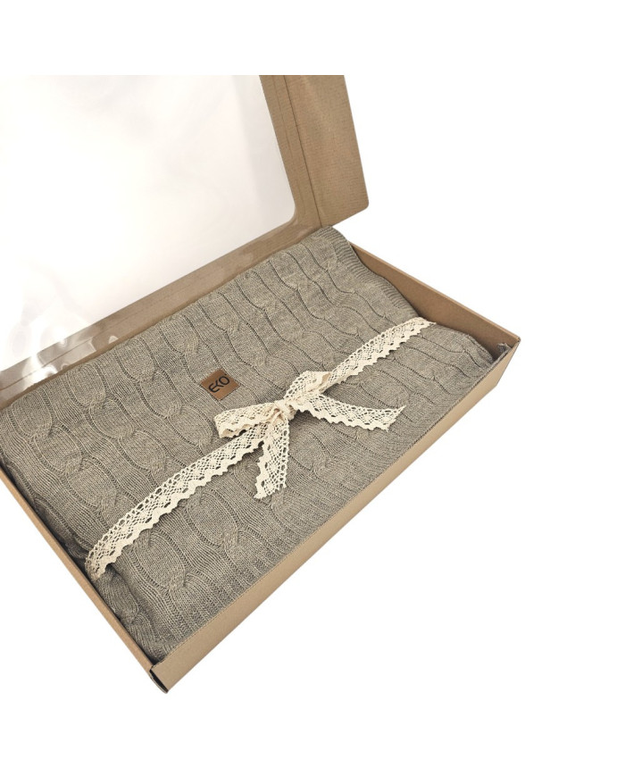 Koc dzianinowy kaszmir 200x220 cm – VERONA200 TAUPE