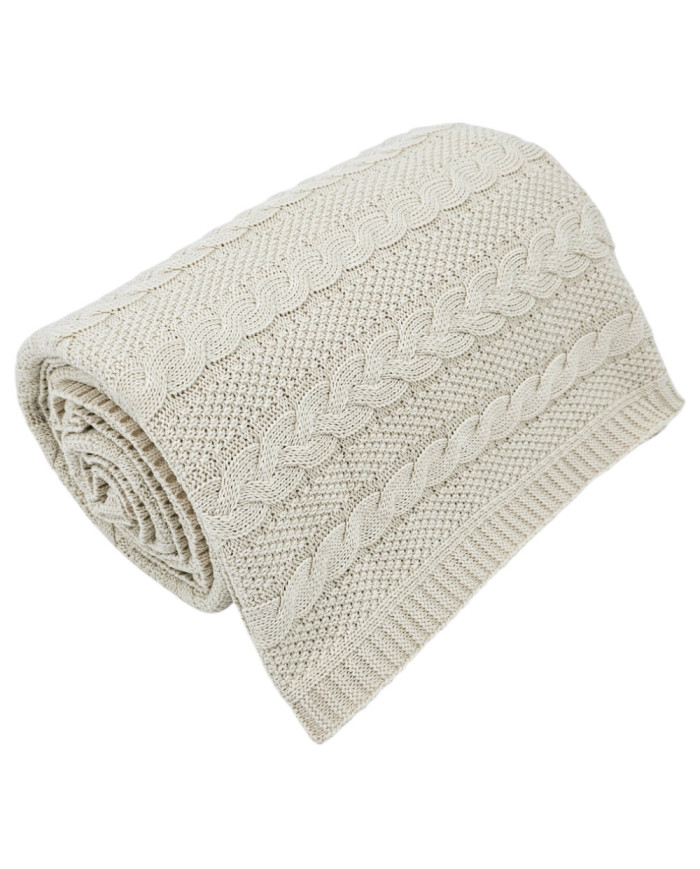 Cotton knitted blanket 200x220 cm - VENEZIA200 LATTE