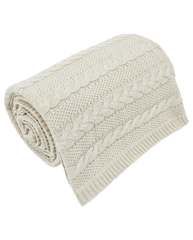 Cotton knitted blanket 200x220 cm - VENEZIA200 LATTE