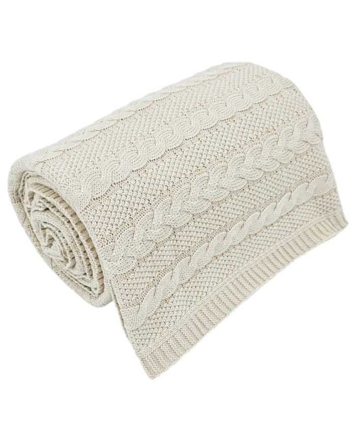 Cotton knitted blanket 200x220 cm - VENEZIA200 LATTE
