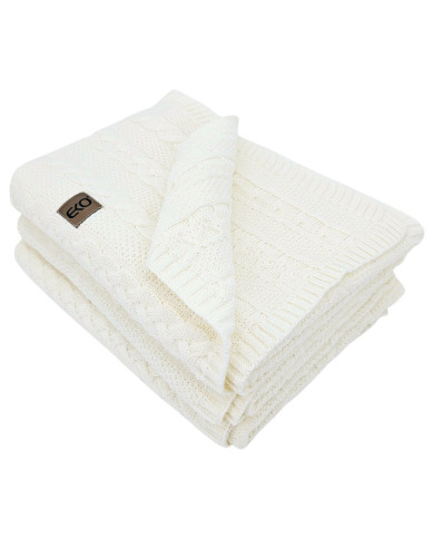Cotton knitted blanket 200x220 cm - VENEZIA200 ECRU
