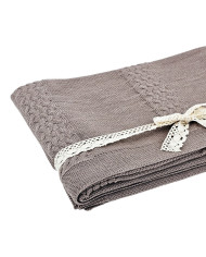 Koc dzianinowy z wełny MERINO 200x20 cm – FLORENCE200 TAUPE