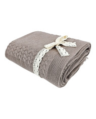 MERINO wool knitted blanket 200x20 cm - FLORENCE200 TAUPE