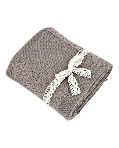 MERINO wool knitted blanket 200x20 cm - FLORENCE200 TAUPE