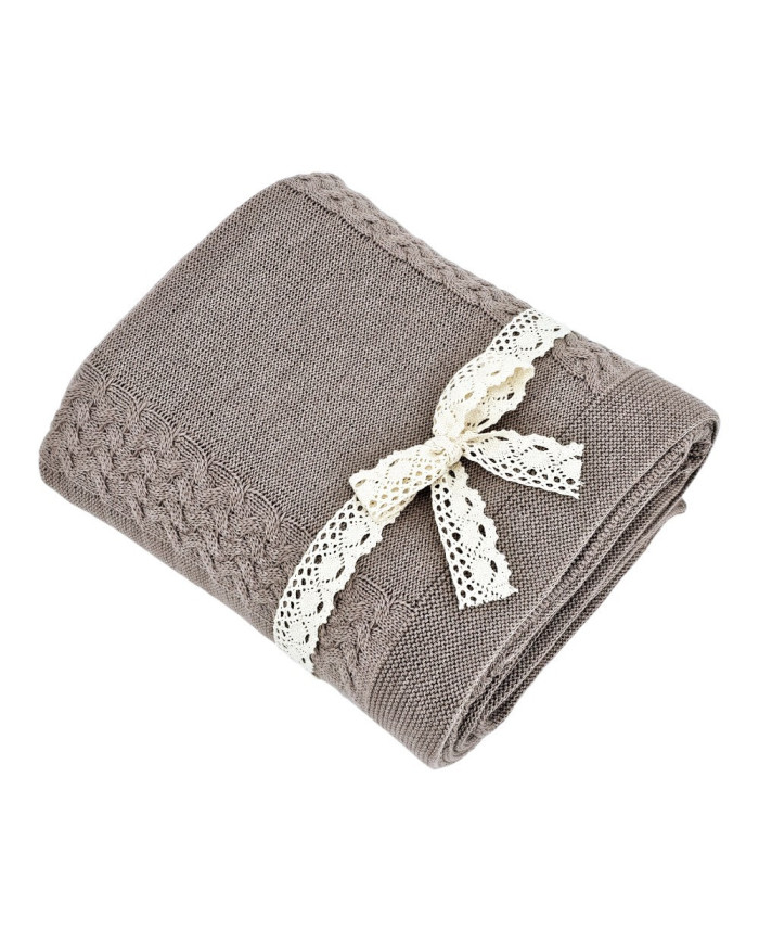 MERINO wool knitted blanket 200x20 cm - FLORENCE200 TAUPE