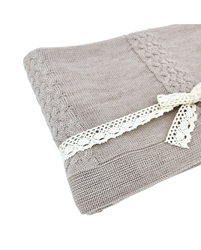 MERINO wool knitted blanket 200x220 cm - FLORENCE200 NUDE