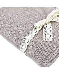 MERINO wool knitted blanket 200x220 cm - FLORENCE200 NUDE