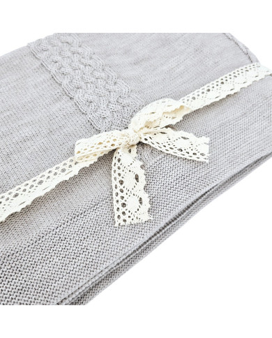 Koc dzianinowy z wełny MERINO 200x220 cm – FLORENCE200 SAND