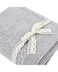 Koc dzianinowy z wełny MERINO 200x220 cm – FLORENCE200 SAND