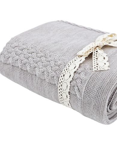 MERINO wool knitted blanket 200x220 cm - FLORENCE200 SAND