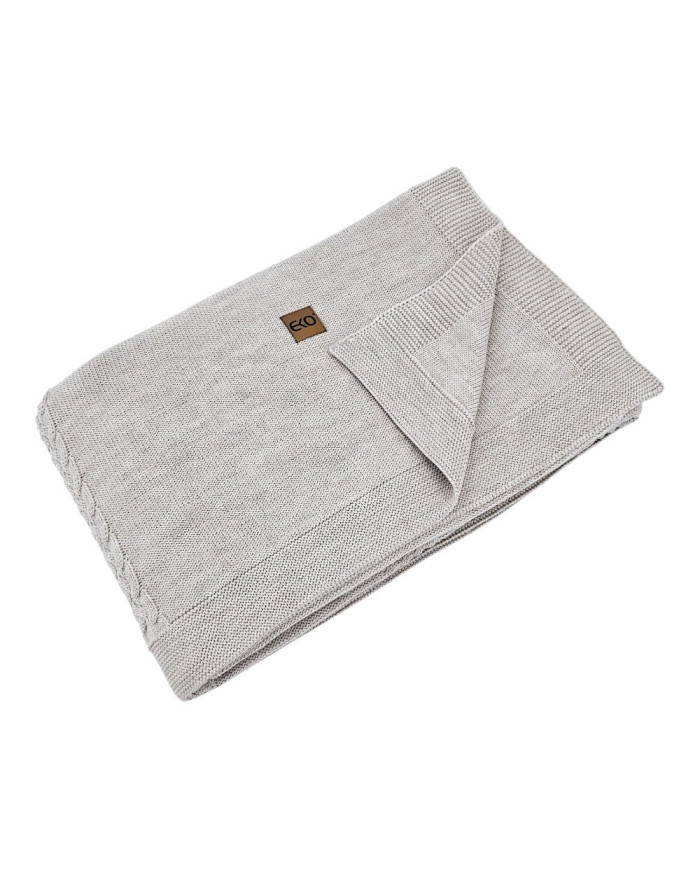 Koc dzianinowy z wełny MERINO 200x220 cm – FLORENCE200 SAND
