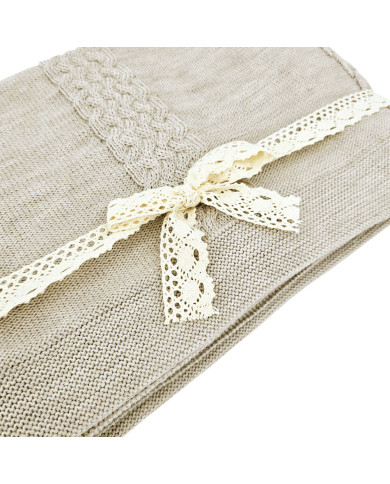 Koc dzianinowy z wełny MERINO 200x220 cm – FLORENCE200 SAND