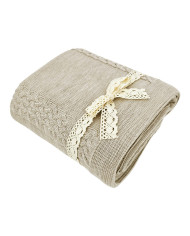 Koc dzianinowy z wełny MERINO 200x220 cm – FLORENCE200 SAND