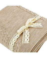 MERINO wool knitted blanket 200x220 cm - FLORENCE200 SAND