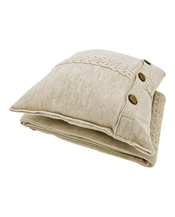 Merino wool blanket and cushion set FLORENCE SAND