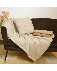 Merino wool blanket and cushion set FLORENCE SAND