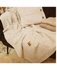 Merino wool blanket and cushion set FLORENCE SAND