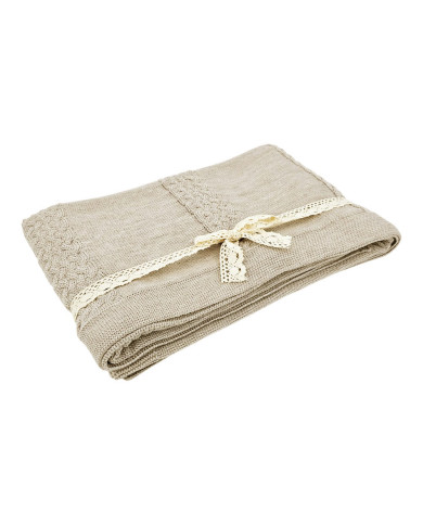 MERINO wool knitted blanket 150x200 cm - FLORENCE SAND