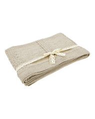 Koc dzianinowy z wełny MERINO 150x200 cm – FLORENCE SAND