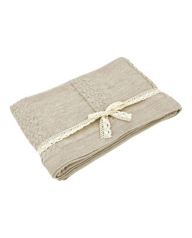 MERINO wool knitted blanket 150x200 cm - FLORENCE SAND