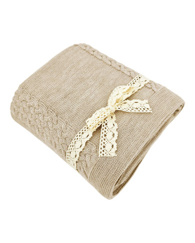 MERINO wool knitted blanket 150x200 cm - FLORENCE SAND