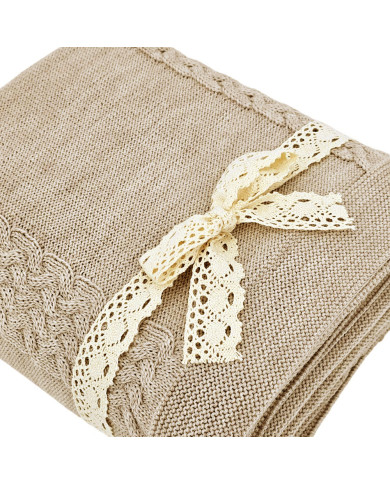 MERINO wool knitted blanket 150x200 cm - FLORENCE SAND