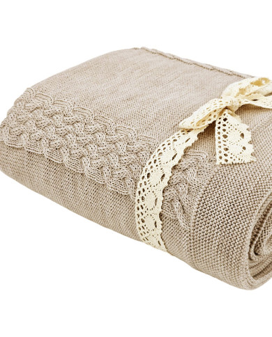 MERINO wool knitted blanket 150x200 cm - FLORENCE SAND