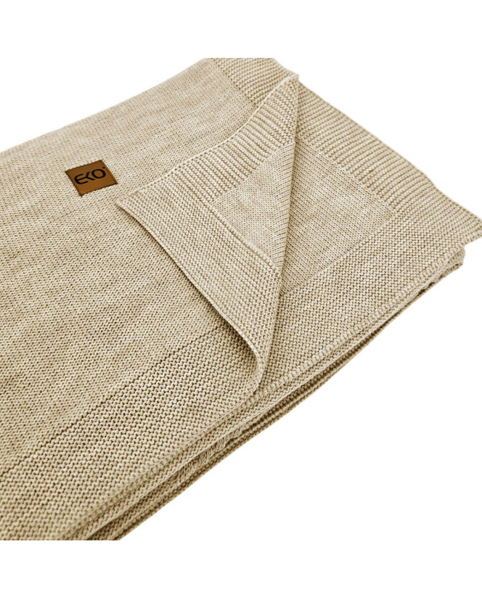 Koc dzianinowy z wełny MERINO 150x200 cm – FLORENCE SAND