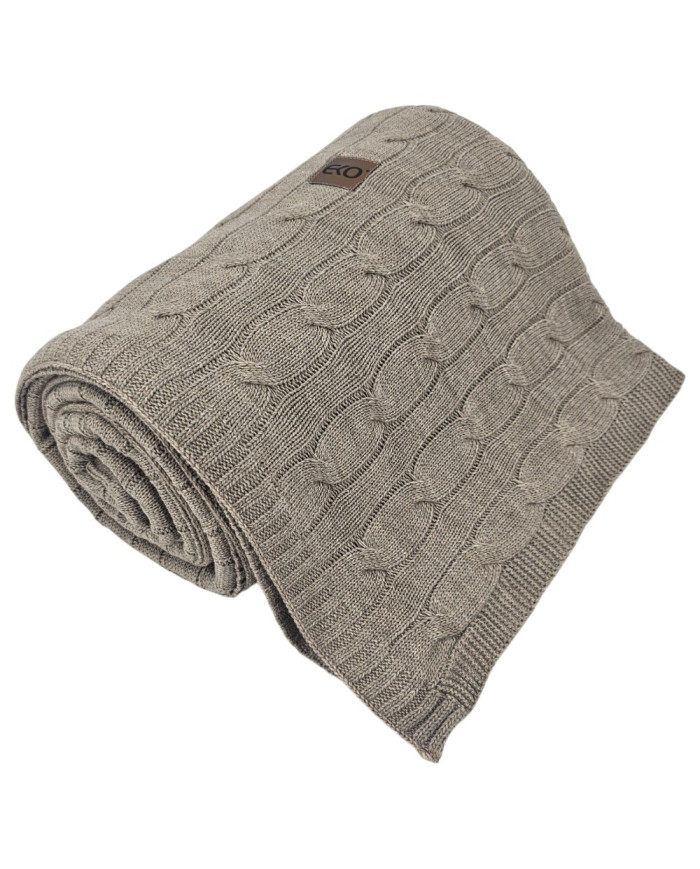 Koc dzianinowy kaszmir 150x200 cm – VERONA TAUPE