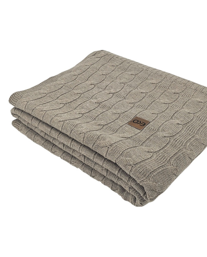 Koc dzianinowy kaszmir 150x200 cm – VERONA TAUPE