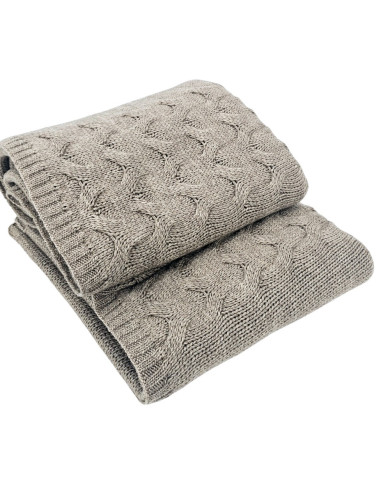 Koc dzianinowy z wełną 150x200 cm – AREZZO TAUPE