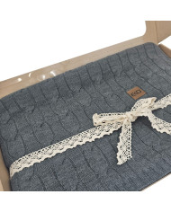 Koc dzianinowy kaszmir 150x200 cm – VERONA ANTHRACITE