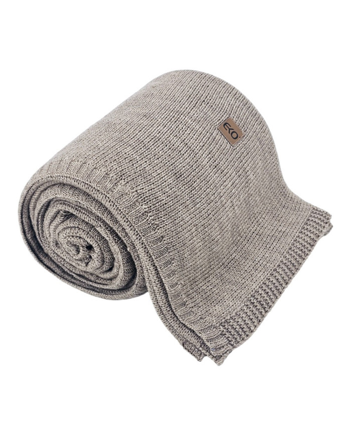 Koc dzianinowy z wełną 150x200 cm – AREZZO TAUPE