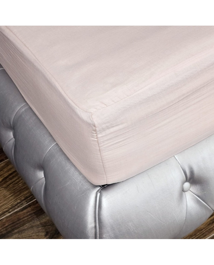 Prześcieradło Muślinowe z gumką 120x200x30 cm PUDROWY RÓŻ